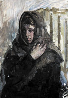 Женщина в платке.  70-е годы., к.м., 69х48