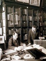 Левкий Иванович Жевержеев в своем рабочем кабинете. 1930-е