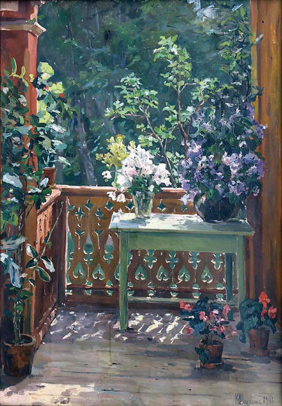 К.И. Шишкина. «Цветы на балконе». 1905. Холст, масло