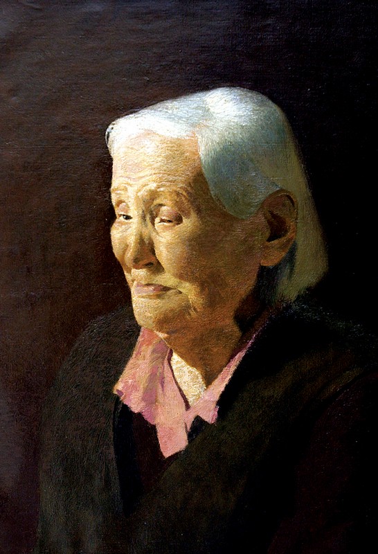 Васильев А. Д. «Портрет пожилой женщины».  Х.м., 2001. Якутск