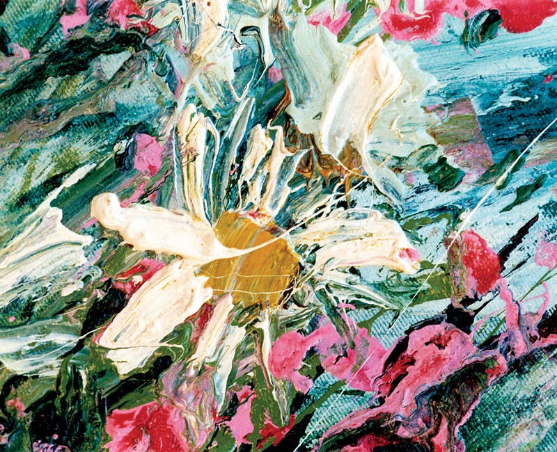 Белые цветы. Фрагмент. Х.,м. 1993