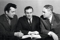 Дальневосточные композиторы. Слева направо: Б.Д. Напреев, Ю.Я. Владимиров,  Н.Н. Менцер. 1960-е 