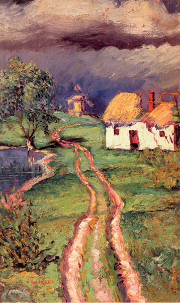 Давид Бурлюк. Сельский пейзаж. 1919
