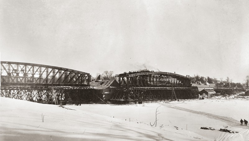 Сооружение моста через реку Хор Уссурийской железной дороги