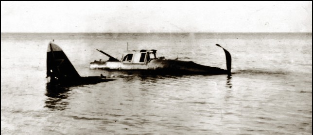 Подбитый и упавший в море штурмовик Ил-2. 1943. Фото из альбома А. Геращенко
