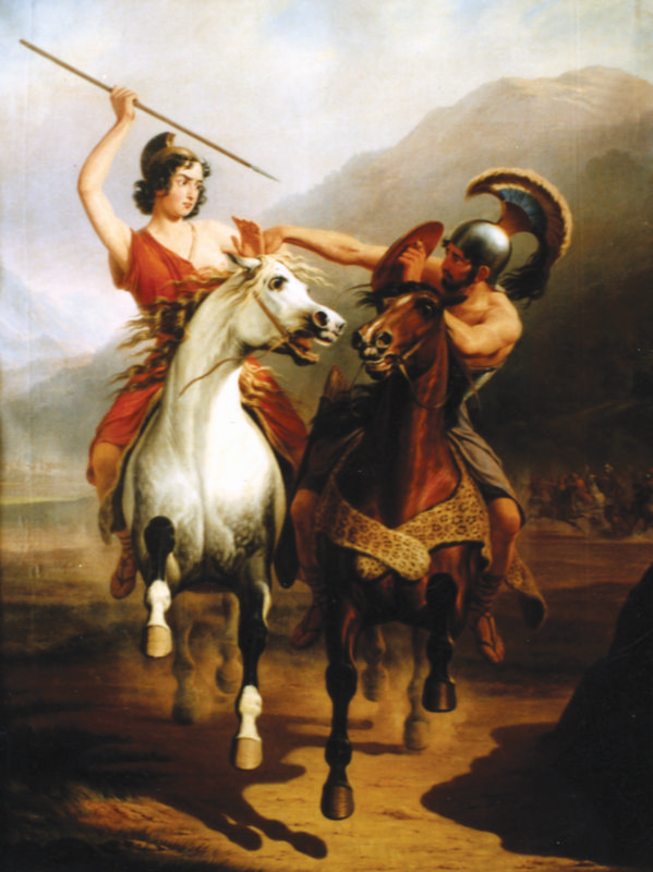 Я.И. Суходольский. Битва амазонок с греками. 1845. Холст, масло