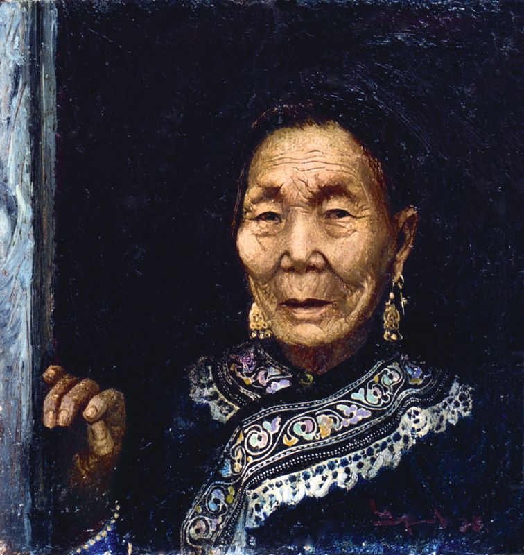 Портрет бабушки (Нанайка). 1977. Оргалит, масло. ДВХМ (Хабаровск)